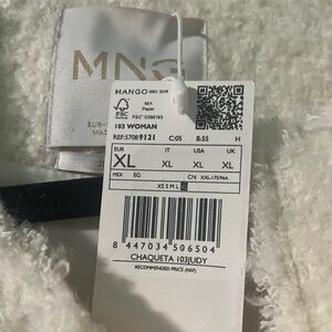 Mango Cream Textured Italian Wool Teddy Jacket